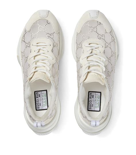 gucci white crystal new ace sneakers|gucci crystal gg run sneakers.